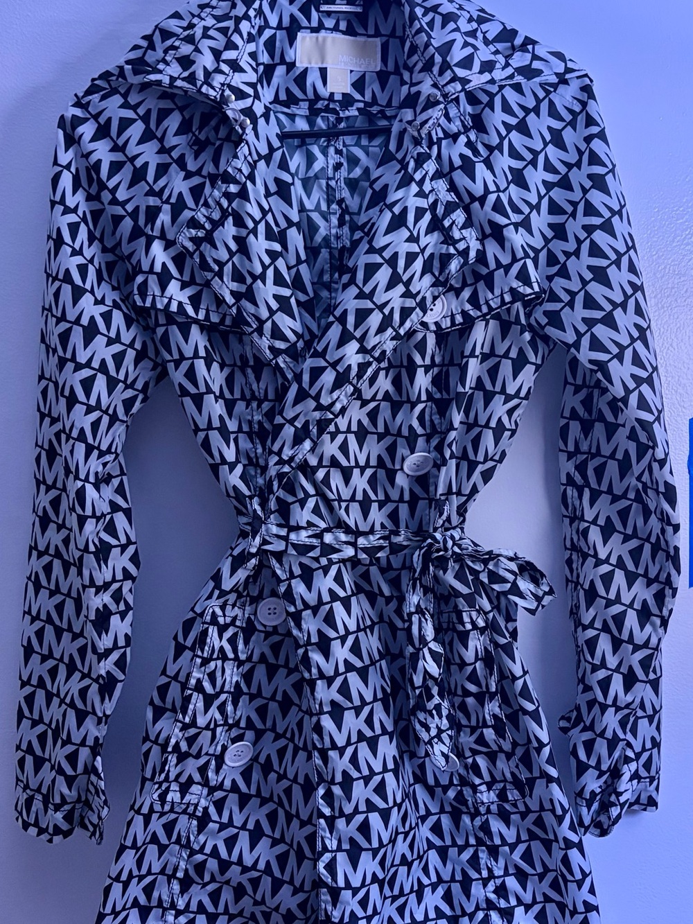 Michael Kors Black and White Logo Trench Coat